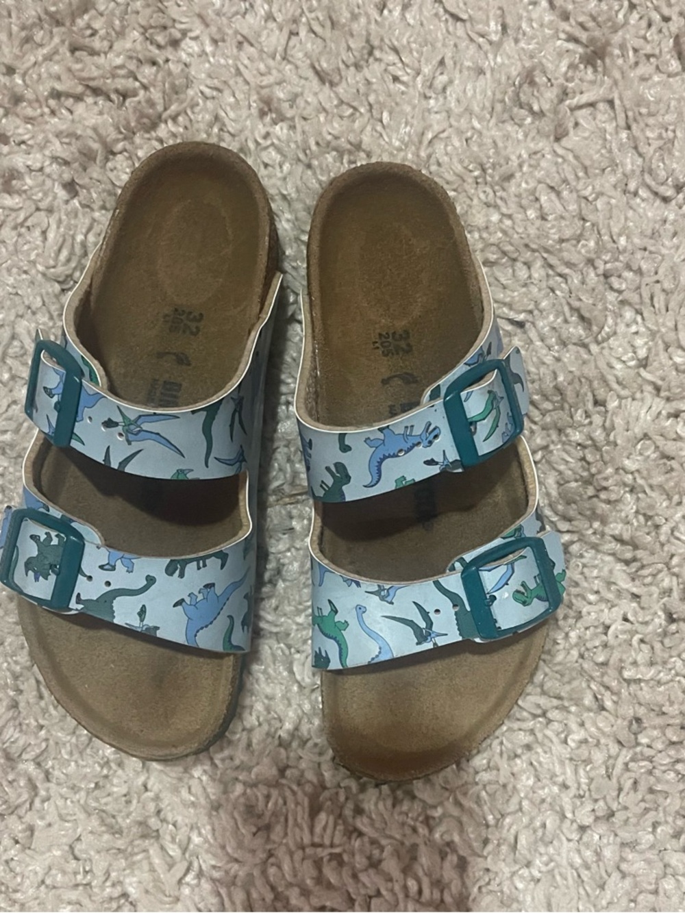 Birkenstock Light Blue Dinosaur Double-Strap Sandals for Kids
